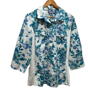 Laura Scott flower blouse size 1X GUC..